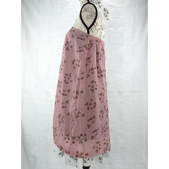 Ian Mosh Old Pink & Ecru Ruffle Halter Peasant style strawberry Dress Size 2 - Picture 4 of 12